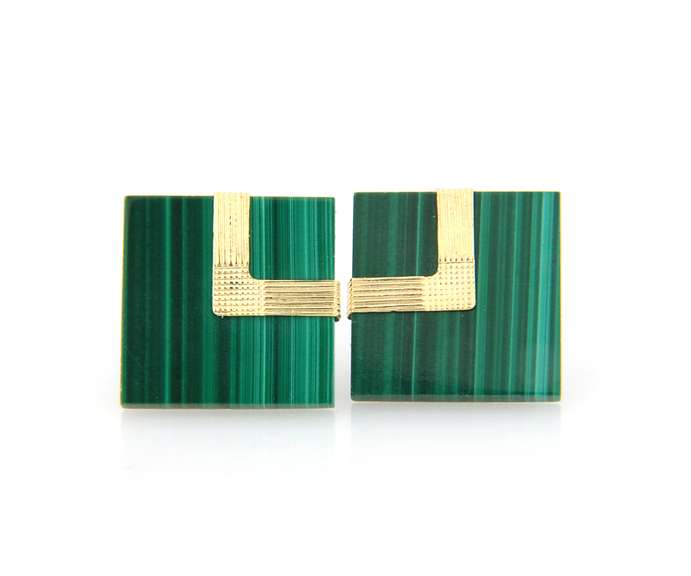 Super Chic 14kt YG Malachite with Gold Accent Earrings