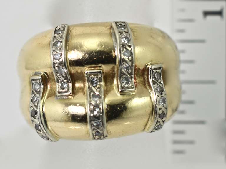 Impressive Vintage Heavy 14K and  Diamond Ring