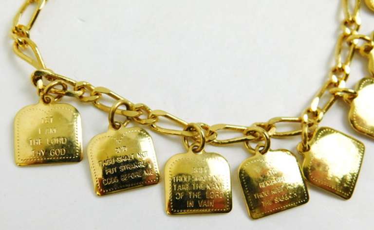 Vintage 10 Commandments Charm Bracelet