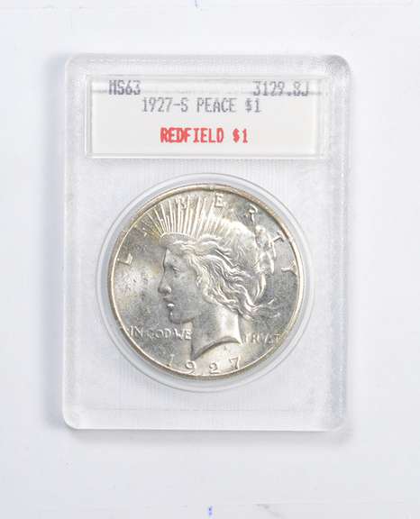 MS63 1927-S Peace Silver Dollar - Redfield - Graded Blanchard