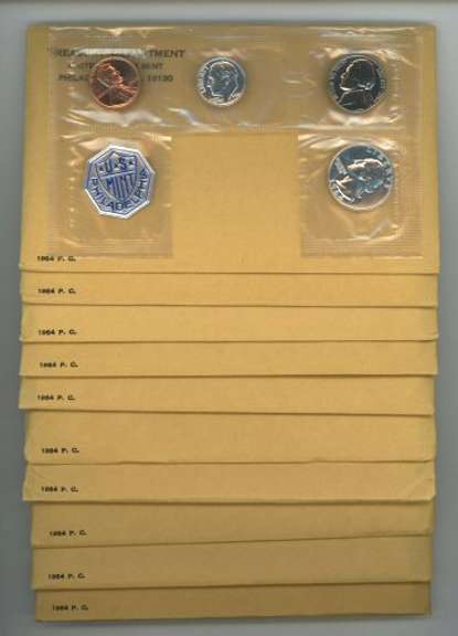 10 1964 US Proof Sets missing the Kennedy Half Dollar