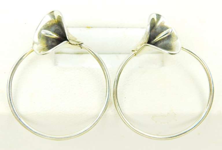 Vintage Sterling Silver Calla Lily Earrings