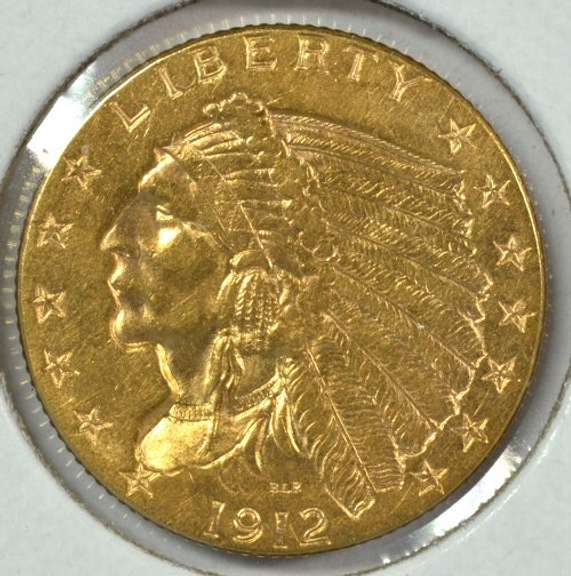 Pretty BU 1912 US $2.50 Indian Gold Piece. Better date