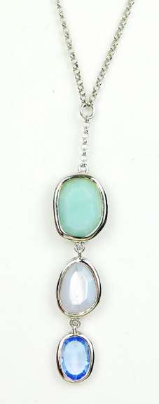 Stunning Elle Sterling Multi-Gemstone Necklace