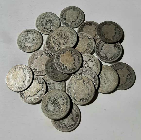 25 Assorted Barber Dimes