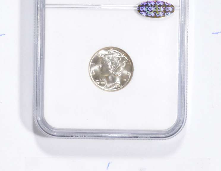 MS66 FB 1944-D Mercury Silver Dime - Gold CAC - Graded NGC