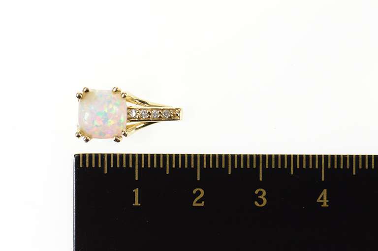14K Yellow Gold Cushion Syn. Opal Cubic Zirconia Statement Pendant