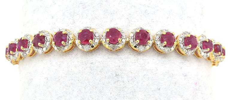 Gorgeous Ruby & Diamond Bracelet in Vermeil