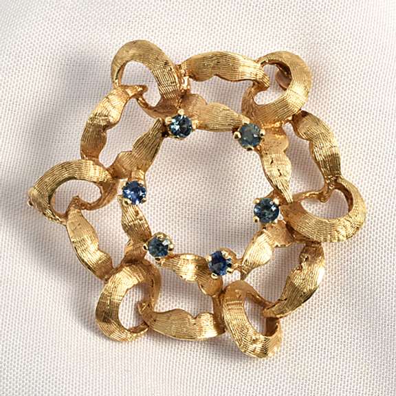 Interesting Mid-Century Sapphire Brooch