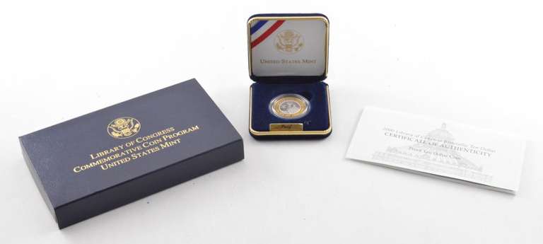 2000 $10 Library Of Congress Bimetallic Proof Coin - Box & COA
