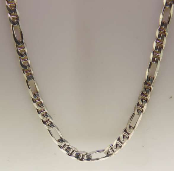 Italian Figaro Sterling Silver Chain Necklace
