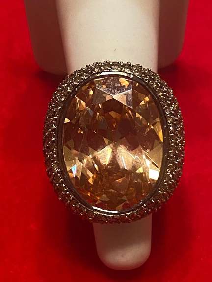 18k gold Topaz & Sapphire Ring With 3.00 Carats  Of Chocolate Diamonds