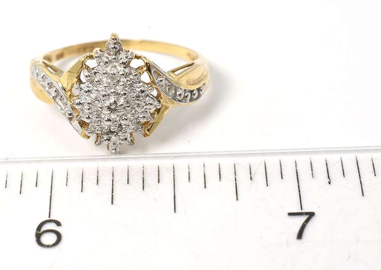 Eye-Catching Diamond Accent Cluster Ring in Yellow Gold