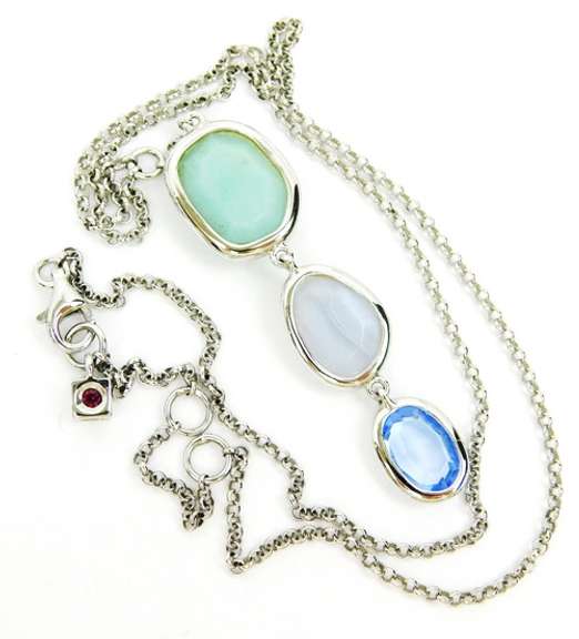 Stunning Elle Sterling Multi-Gemstone Necklace