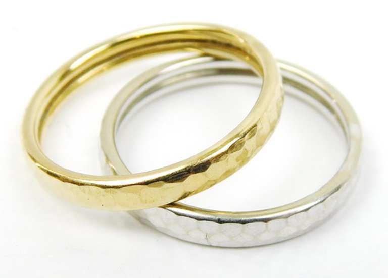 2 14K Yellow & White Gold Stacking Bands, Size 9