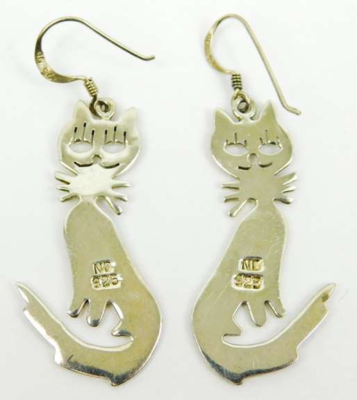 Sterling Silver Stylized Cat Earrings