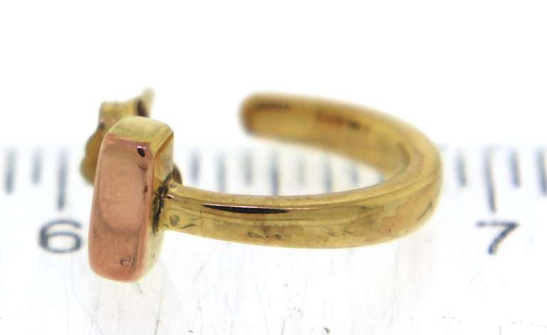 Nice Yellow Gold T Bar J Hoop Earrings