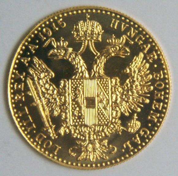 Deep Prooflike BU Austria 1 Ducat Gold Piece dated 1915