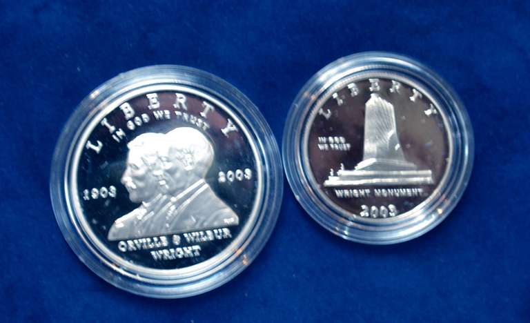 2003 First Flight Silver Dollar and Half Dollar Proof Coins in OGP