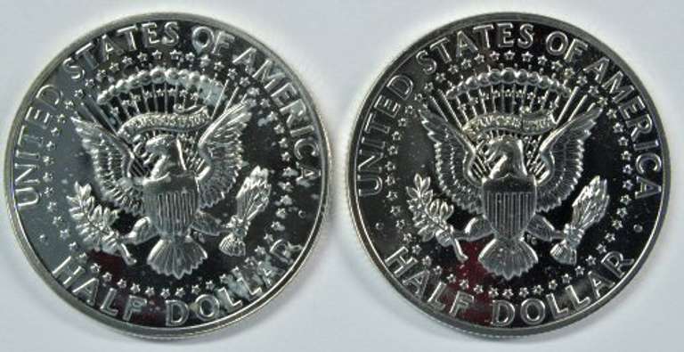 2 Gem Proof 1964 'Accented Hair' Kennedy Half Dollar