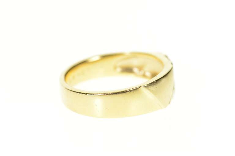 14K Yellow Gold Men's Classic Grooved Diamond Wedding Band Ring