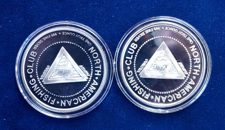 Lot of 2 National Fishing Grand Slam 1 OZ Silver Round