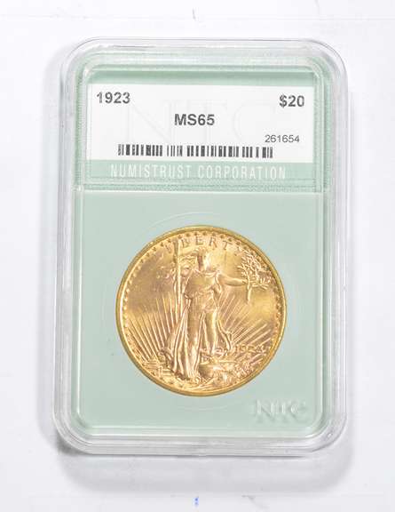 MS65 1923 $20.00 Saint-Gaudens Gold Double Eagle - Graded NTC
