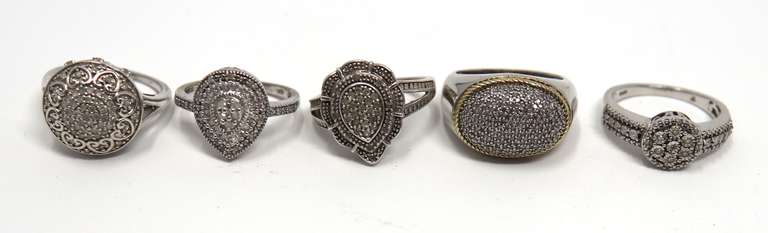 Group Lot of 5 Sterling Silver Rings