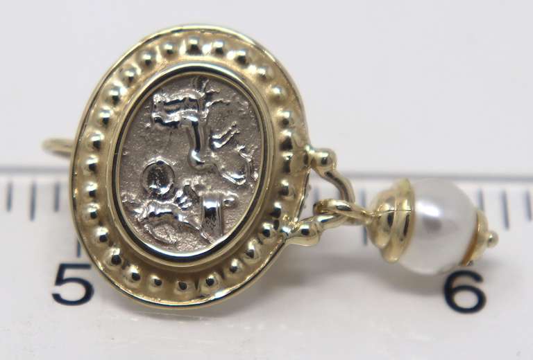 Beautiful 14kt Yellow Gold & Pearl Dangle Earrings