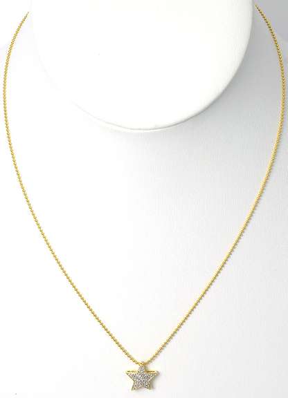 Sparkling Diamond Star Pendant and Chain in 14KT Yellow Gold