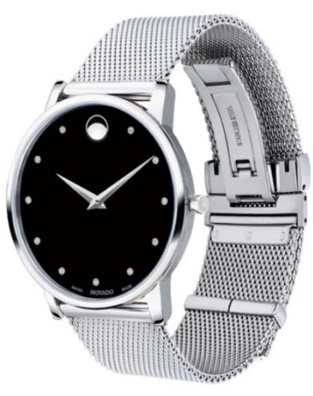 Movado Quartz Diamond Black Dial Ladies Watch