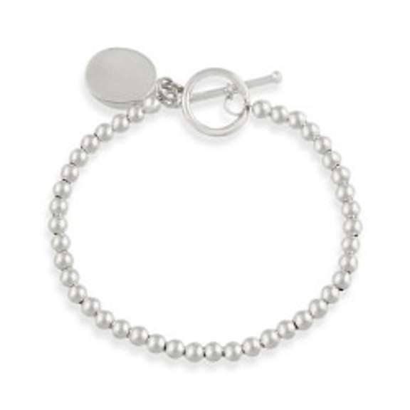 Sterling Silver Oval Tag Charm Bracelet