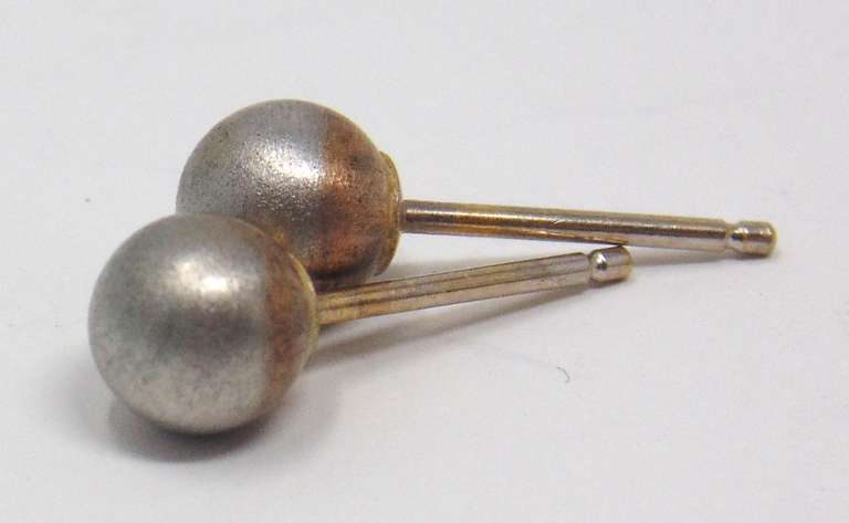 Amazing White Gold Brushed Ball Stud Earrings