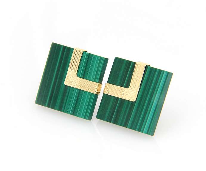 Super Chic 14kt YG Malachite with Gold Accent Earrings