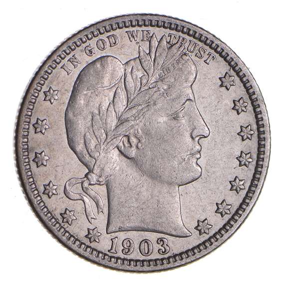 1903-O Barber Head Silver Quarter - Circulated