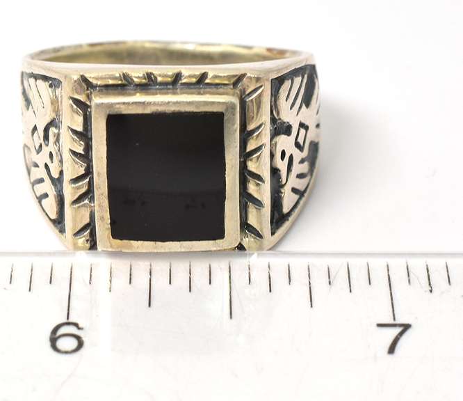 Vintage Sterling Silver Black Stone Ring