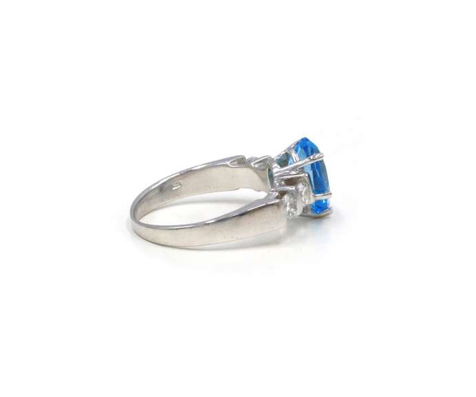 Lovely White Gold Blue Topaz and Diamond Ring