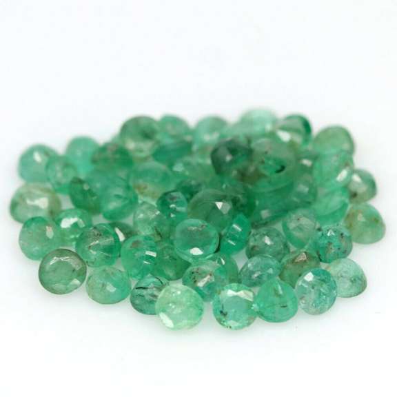 Rich green unheated 6.27ct 3mm Emerald set