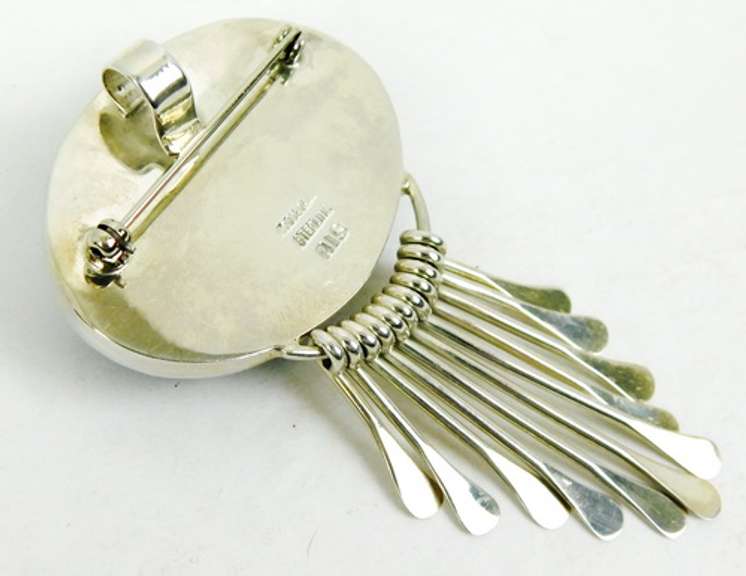 Vintage Large 3 Inch Sterling & Black Onyx Pin/Pendant