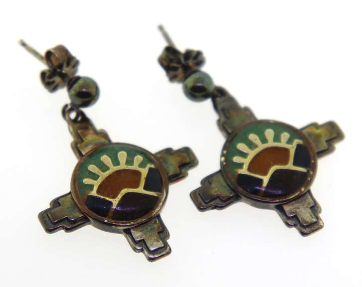 Sterling Silver Enamel Drop Earrings