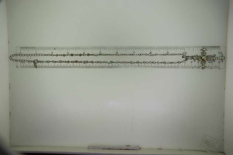 Vintage VCLM Victorian White Beads Cross Necklace