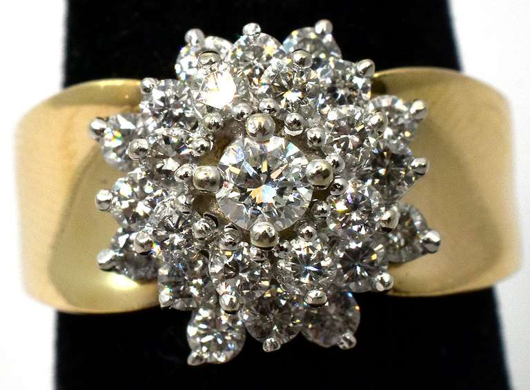 Flashy Diamond Cluster Ring in 14KT Yellow Gold