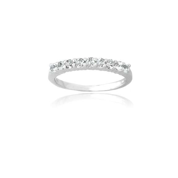 Sterling Silver White Topaz Semi-Eternity Band Ring
