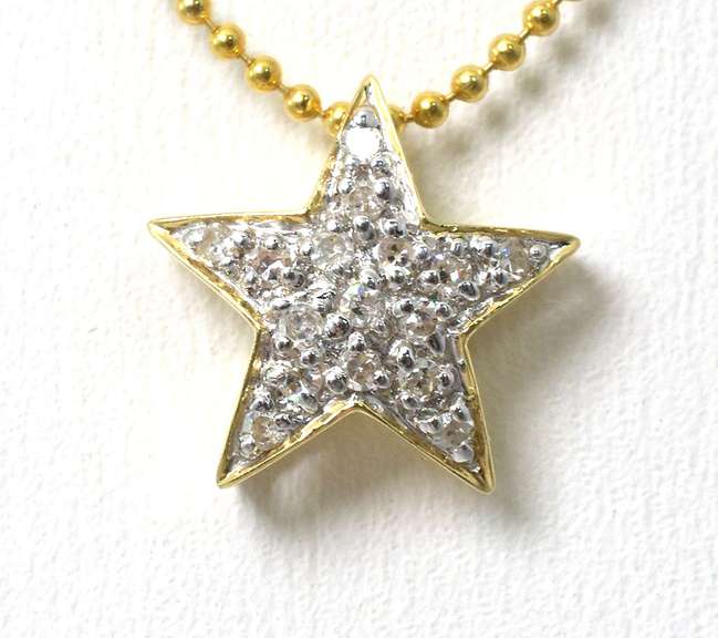 Sparkling Diamond Star Pendant and Chain in 14KT Yellow Gold