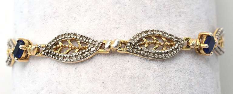 Sterling Silver Vermeil Blue Stone Bracelet