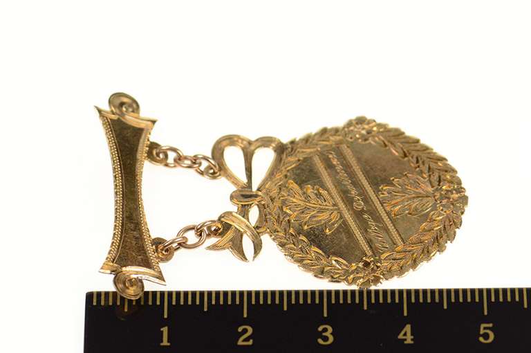 10K Yellow Gold Victorian College Dept Languages 1st Prize Pin/Brooch