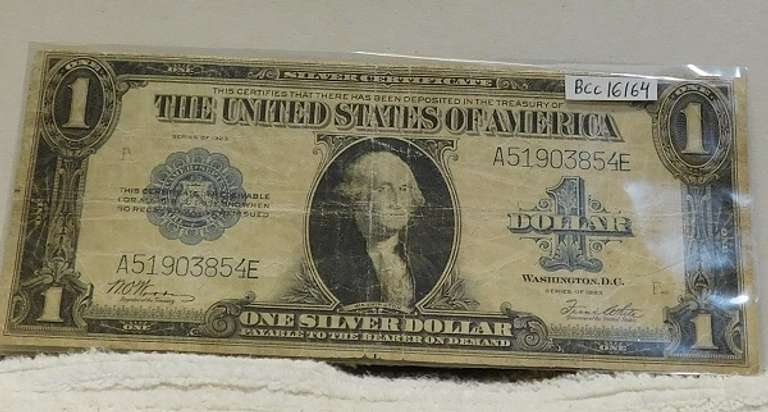 1923 Large Size, $1.00 Sil Cert, circ, nice
