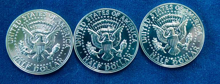 Lot Of 3 1964 Accent Hair Proof Kennedy Half