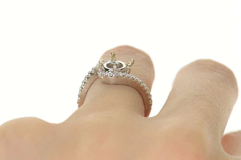 14K White Gold 0.29 Ctw 7.0mm Semi Mount Engagement Setting Ring