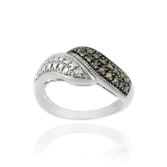 Sterling Silver .16ct. TDW Champagne Diamond Bypass Ring